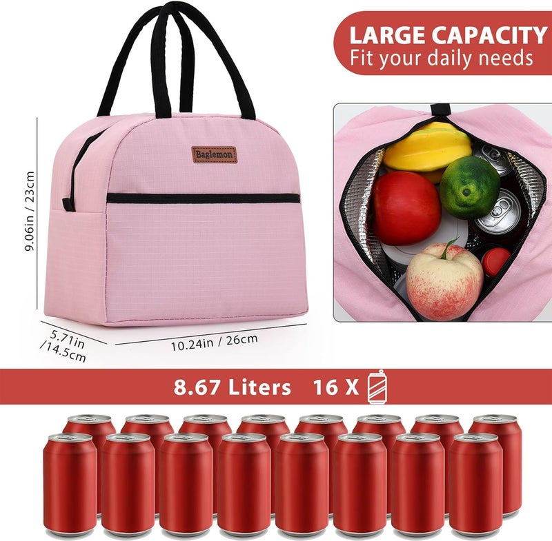 Baglemon Insulated Lunch Bag for Women Men, Lunch Containers Reusable High Capacity Lunch Tote Bags for Work Picnic - Image 3
